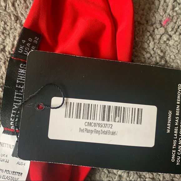PLT red plunge ring bralette - Picture 4 of 6